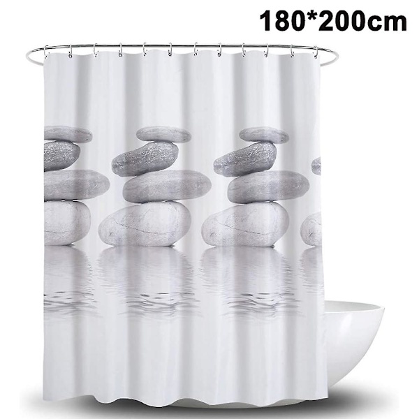 Duschdraperi | Duschdraperi 180*200 - Grå staplade stenar