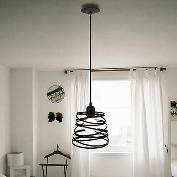 Krona Modern Kreativ Retro Staplad Spiral Design Krona Taklampa Metall E27 Sovrum Vardagsrumslampa 20cm - Svart