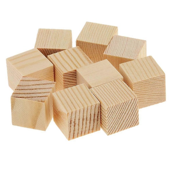3x 10 st 20mm Naturliga Träklossar Obehandlade Träkuber för Hobby Modellbygge Hantverk 2025:e