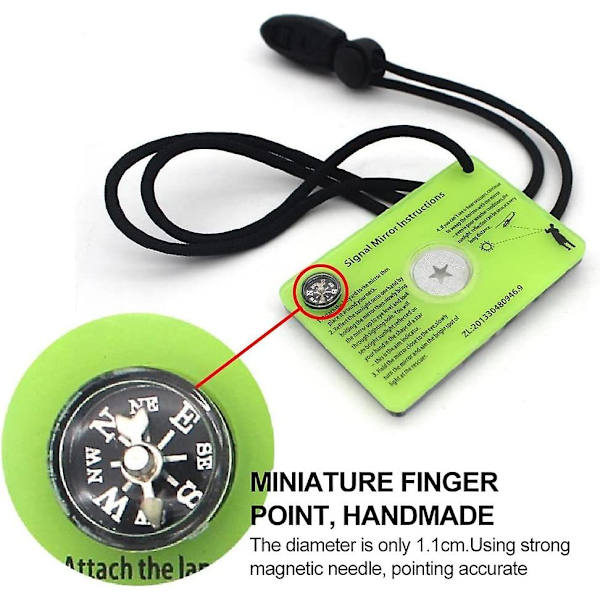 Signal Mirror Survival Reflective Mirror, utomhus Survival Signal Mirror, vattentät Reflective Signal Mirror med kompasshalsband