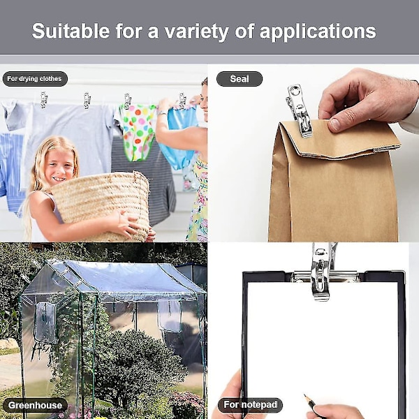 20 stk. drivhusklemmer, rustfritt stål, strandhåndkleklype, hageklype, metallklesklype, klesvaskhåndkleklyper, hold nede