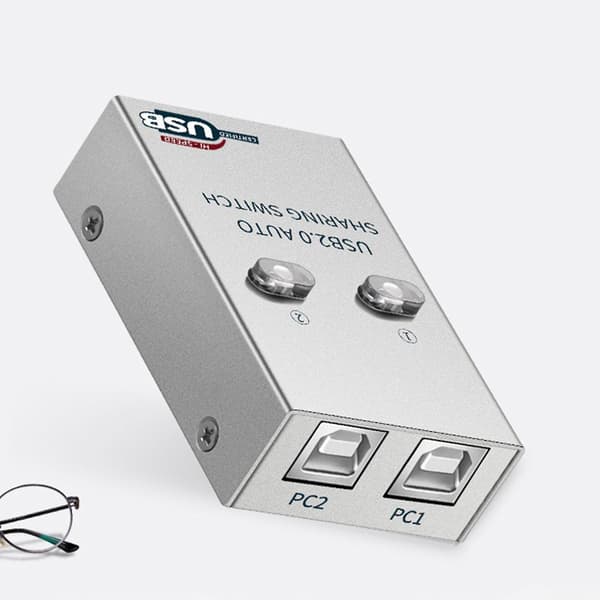 USB Printer Delingsenhet Dataoverføring Splitter Auto Switch Hub 2 Inn 1 Ut