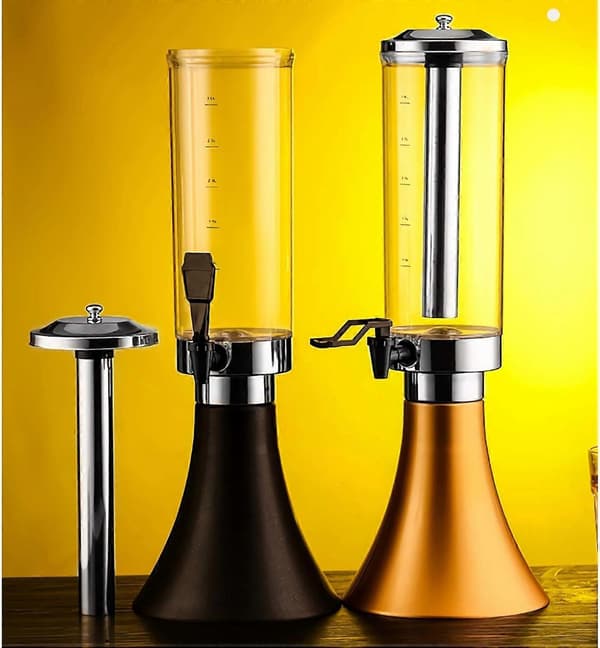 Tårn, 3L/101OZ Tårn, Drikketårn med Avtakbart Isrør i Rustfritt Stål og LED-lys, Drikkedispenser