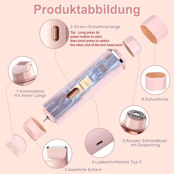 Intimbarberer - Bikinitrimmer - 2-i-1 dobbelthode - IPX7 vanntett Våt & Tørr - Trådløs