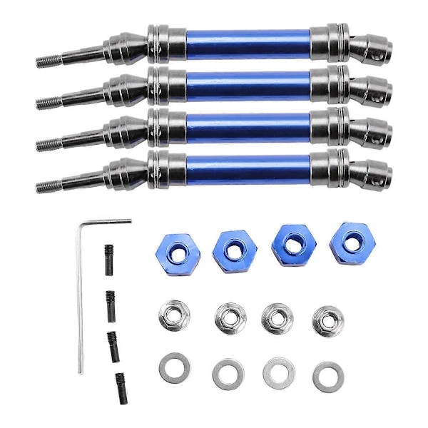 4 stk. Metall Foran og Bakre Drivaksel CVD for 1/10 Traxxas Slash Rustler Stampede Hoss VXL 4X4 RC Bil Oppgraderingsdeler, Blå