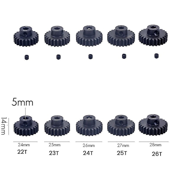 M1 5Mm 28T Svart Stålmetallväxel för 1/10 RC Modellbil