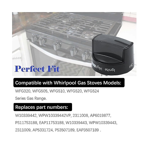 4 st Spisknoppar för Gashäll W10339442 - Ersätter Wpw10339442