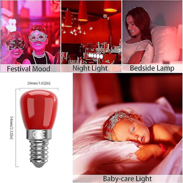 E14 Rød LED-pære 3w E14, Dekorativ Rød E14 LED-pære, 25w erstatning