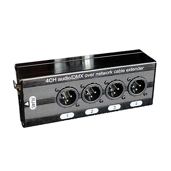 1 stk. 4-kanals 3-polet XLR Audio og DMX over netværkskabelforlænger, DMX512 netværkssignalforlænger