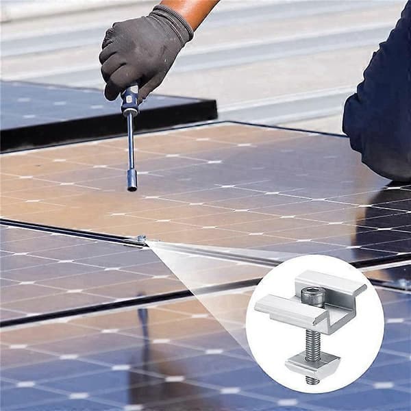 8-pack Solpanel Monteringsfästen, Solpanel Ändklammer, Mittklammer, för PV Solpanel Solenergi