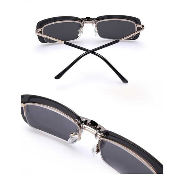 Clip-on aurinkolasit metalli hopea peililasit 37x59mm