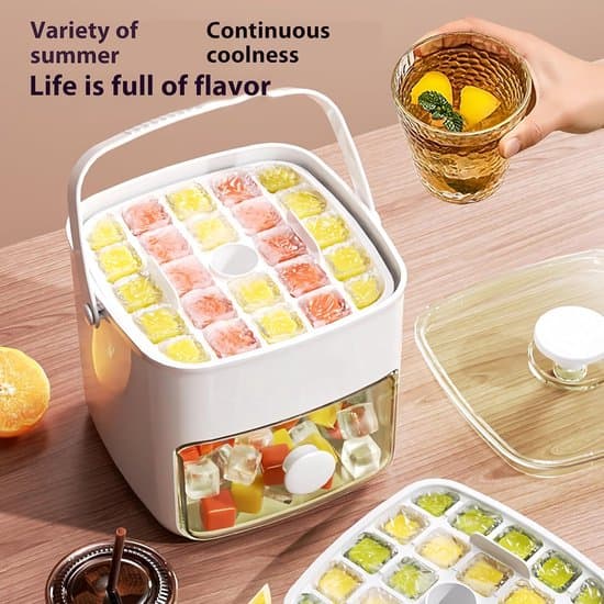 Ice Cube Machine with Holder - Ice Tray Set - Beverage Cooling - High Capacity 120 Pieces