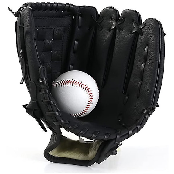 Basebollhandskar, Barn Tonåringar Ungdomar Hållbart Läder Softboll Baseboll Pitcher Mitt För Pojkar Flickor Vänster Hand -svart