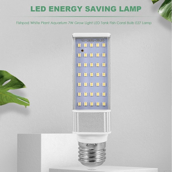 Fishpod Vit Växtakvarium 7W Växtlampa LED Tank Fisk Korall Lampa E27
