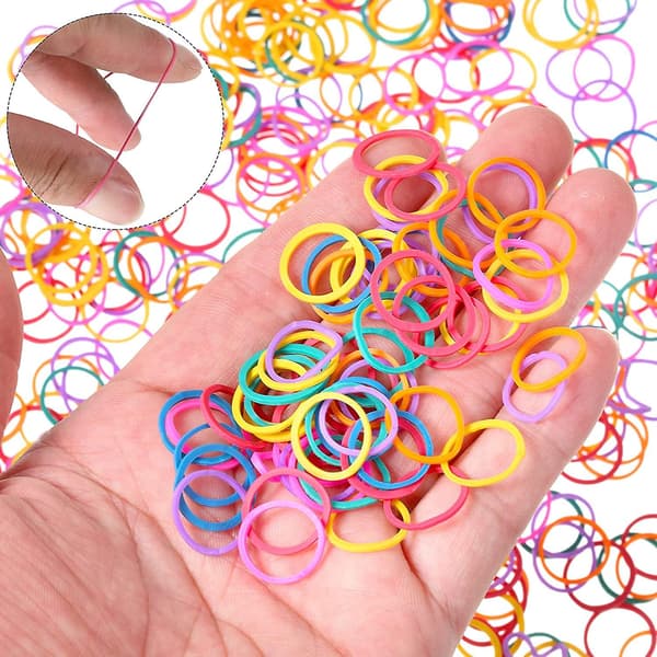 1000 Mini Gummiband Mjuka Elastiska Band För Barn Hår Flätor Hår (Vibrerande Färg)
