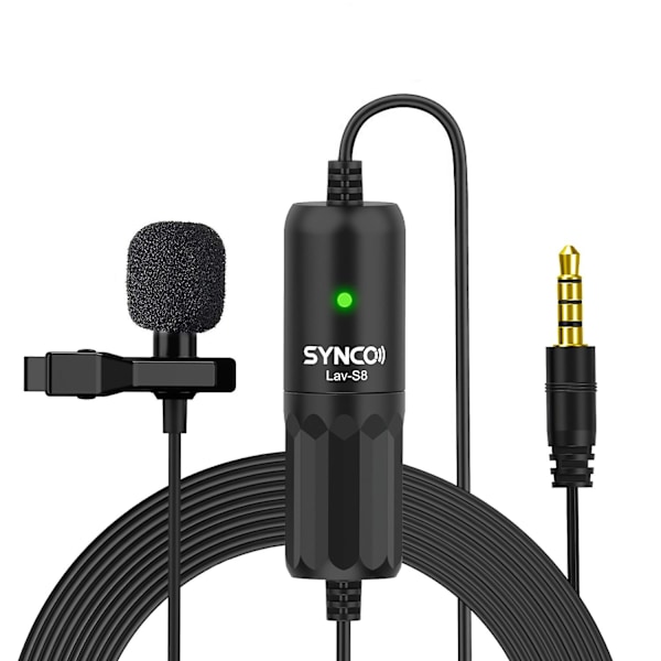 SYNCO Lav-S8 Professionel Lavalier Mikrofon Clip-on Omnidirektionel Reversmikrofon Støjreduktion Auto