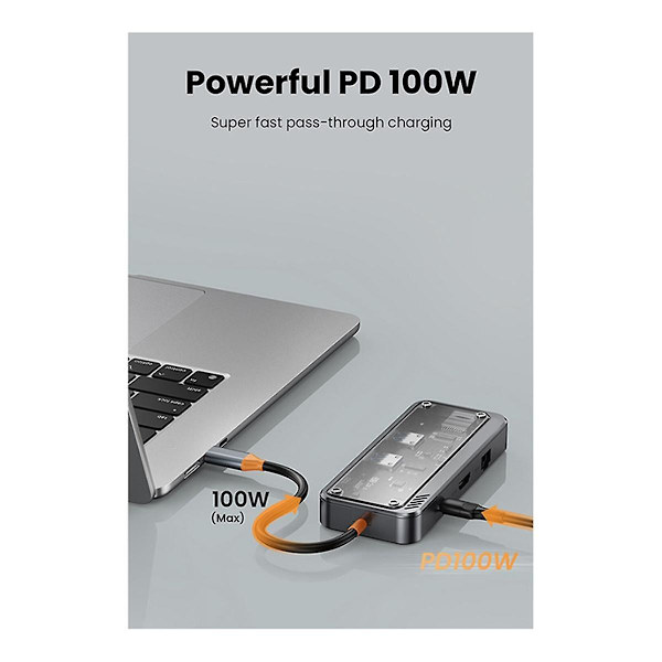USB C Hub 8-in-1 Type-C 3.1 - 4K-adapteri 5GB RJ45 SD/TF-kortinlukija Hub USB 3.0 100W PD-pikalataus