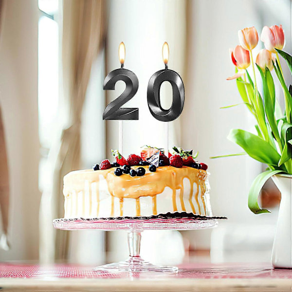 Mustat numerokynttilät, Hyvää syntymäpäivää -kynttilä, numerokynttilät syntymäpäiväkakkuun, kynttilät tytöille, pojille, lapsille, aikuisille, 2025.