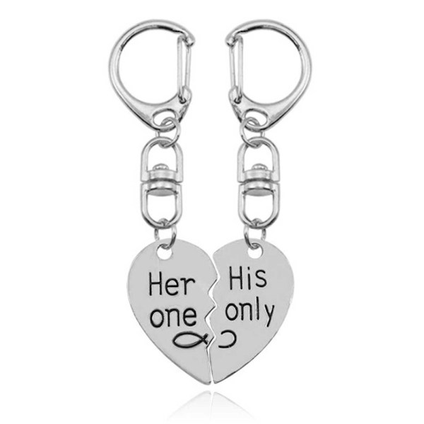 Two-piece Keychain for Couples - His and Hers Silver