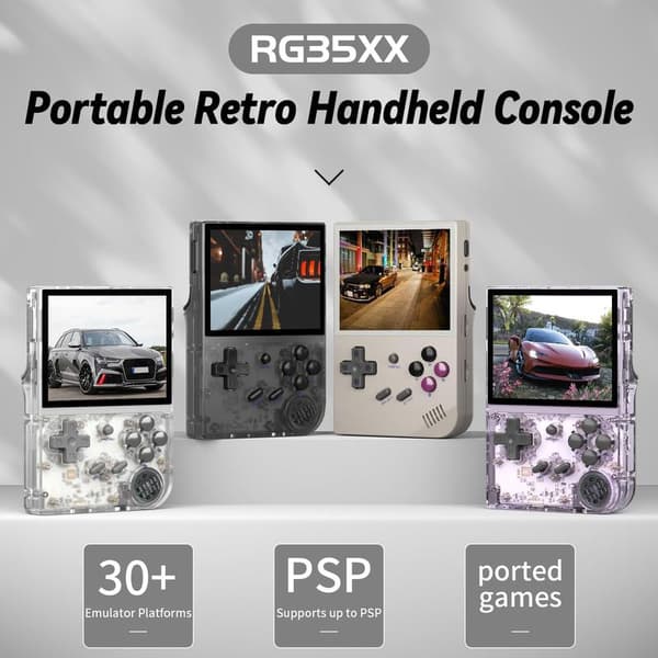 2026 Retro Handheld Game Console Linux System HD and TV Output 3.5-inch IPS Screen 64G TF Card 5500+ Classic Games 2600mAh Battery (White)