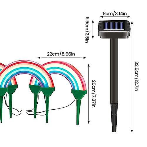 3 stk. Udendørs Solcelle Have Lamper LED Regnbue Sti Lys Lampe Bd xi