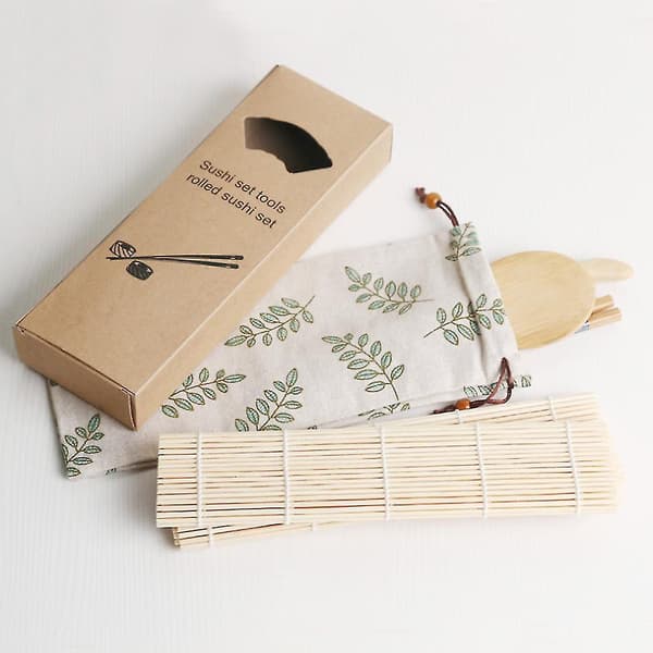 Bambus Sushi Kit med Rullematter Rispadle Spreder og Spisepinner
