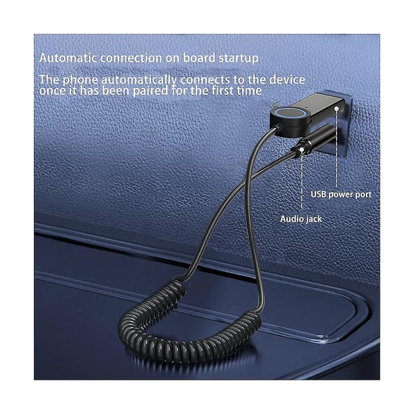 Auton Bluetooth-vastaanotin Bluetooth 5.1 -vastaanotin Äänensovitin 3,5 mm Bluetooth-äänensovitin HD-puhelu Auton Bluetooth-sovitin