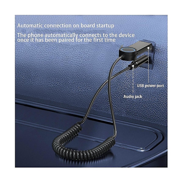 Bil Bluetooth-mottaker Bluetooth 5.1 Mottaker Audioadapter 3,5 mm Bluetooth Audioadapter HD-samtale Bil Bluetooth-adapter