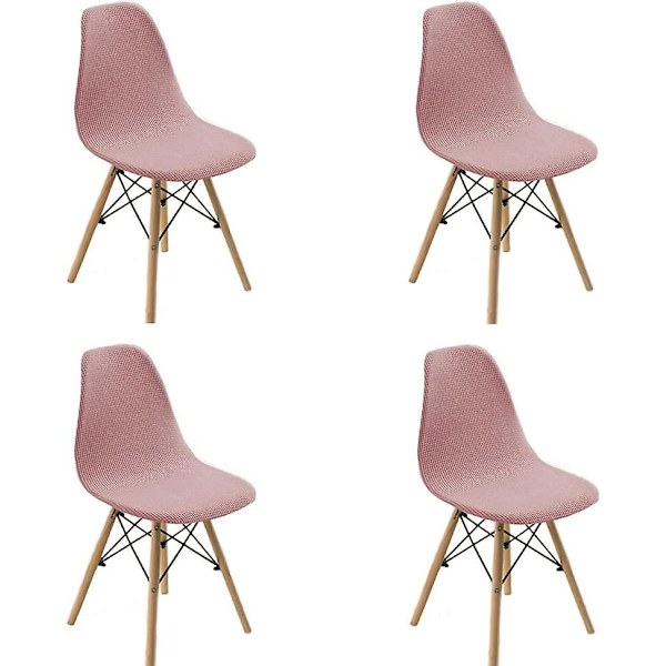 4-pack stolsöverdrag för matsal, stolsöverdrag i tyg, stretchiga stolskydd, dekorativa stolsöverdrag för vardagsrum och matsal (rosa, 4 st)