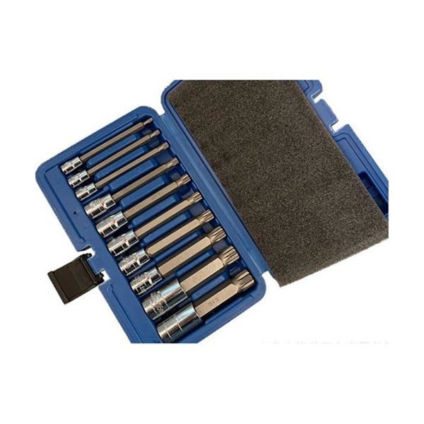 10-pakning Trippel Spline Driver Socket Sett 1/4in 3/8in 1/2in Sabotasjesikker Lang Rekkevidde Maskin Reparasjon