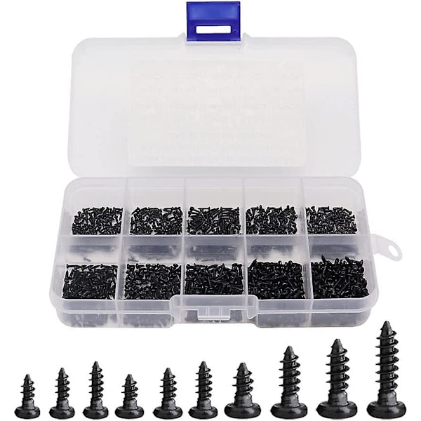1000 st runda huvud självgängande Phillips mini träskruvar mini skruvar M1 M1.2 M1.4 M1.7 Phillips träskruv kombination hög precision mikro
