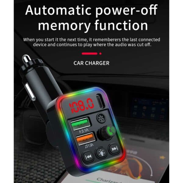 Bluetooth FM-sender Billader USB-C RGB