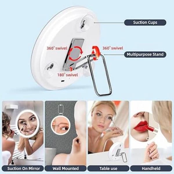 Magnifying mirror with suction cup - 10x magnification - ø15cm - Makeup mirror with suction cups - Mirror - Magnifying mirror with light suction cup