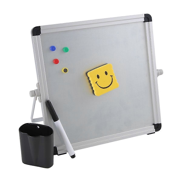 Lille, bærbar whiteboardtavle til skrivebord, lille magnetisk dobbeltsidet whiteboard staffeli til børn til at lave L