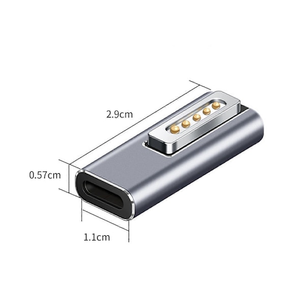 Adapterladdare Snabbladdning Magnetisk Aluminiumlegering PD USB C till Mag-Safe 2 Strömomvandlare för MacBook Air/Pro