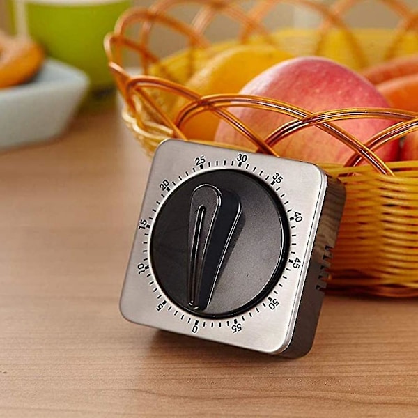 Kjøkken Nedtellingstimer Magnetisk 60 Minutters Opptrekk Mekanisk Timer Rustfritt Stål For Hjemmebaking Matlaging Ovn.