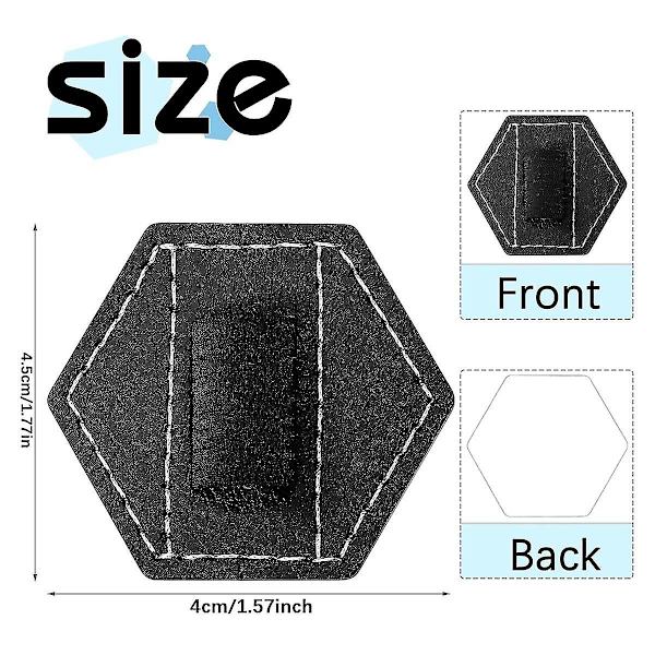 10 stk. Selvklæbende Penholdere til Notesbog Hexagon Elastisk Journal PU Læder Penholdere Loop Holdere Sort