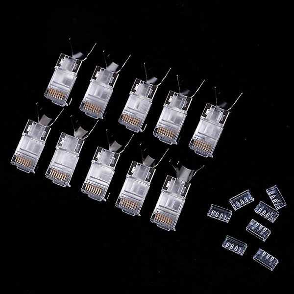 10 stk Cat7 Rj45-kontakt Cat 7 Krystallplugg Skjermet Ftp Rj45 Modulær Kontakt