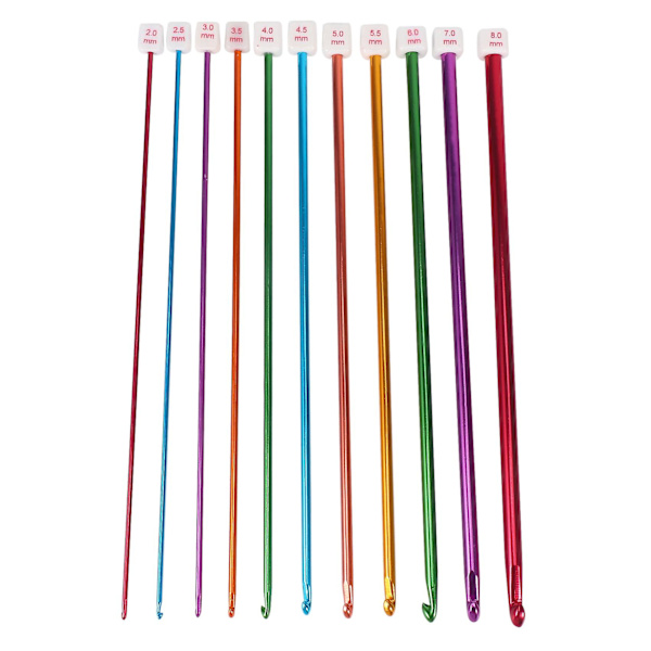 11 kpl 27 cm Monivärinen Alumiininen TUNISIALAINEN AFGAANIVIRKKUUKOUKKU Neulesetti 2-8mm