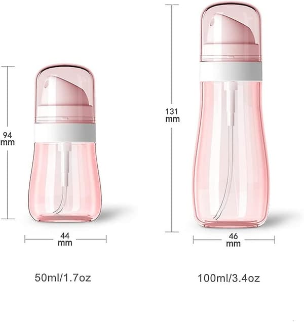 Mini små sprayflaskor, aerosol fin dimsprayflaska tom 2-pack/50 ml (rosa och transparent färg)