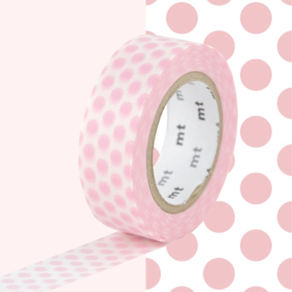 Maskeringstape med prikker Lys pink 1,5 cm x 7 m 2025.