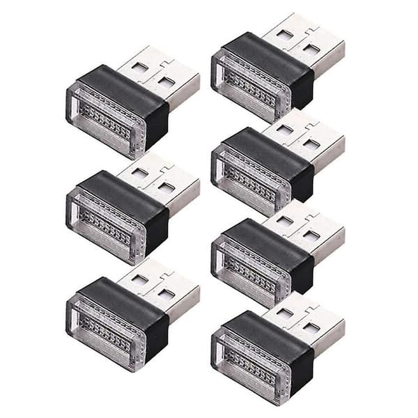 7 stk. Mini USB Lys LED Modelbil Ambient Lys Neon Interiør Lys Bil Smykker USB Natlys (7 Farver)