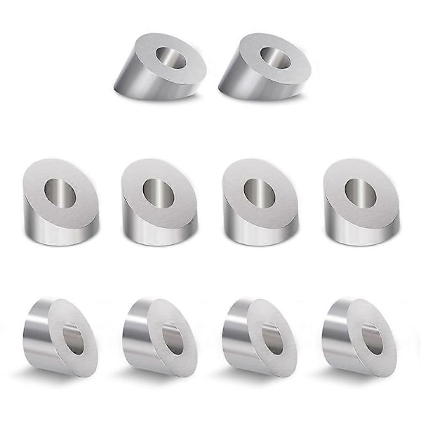 10-pack 30 graders vinklad fasad bricka i rostfritt stål, 1/4 tum/6,6 mm 30 graders bricka för kabelräcke