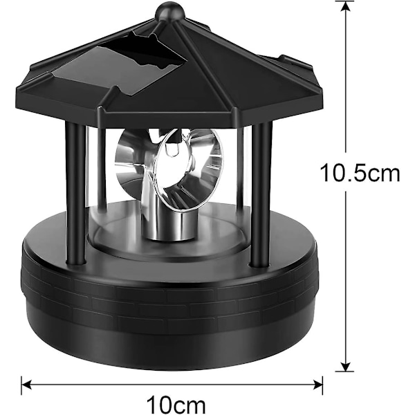 Solcellsfyr, roterande LED-fyrträdgårdsbelysning
