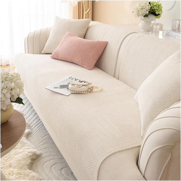 Sofatrekk L-form hjørnesofa trekk 2/3/4-seters sofatrekk sklisikkert sofateppe sofatrekk katt/hund (beige, 70 x 150 cm)