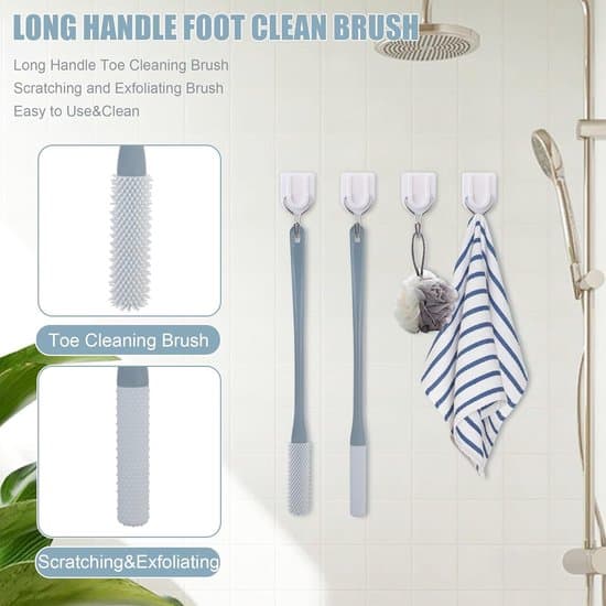 40-Walking Long-Handled Silicone Toe Brush Set for Seniors, 2-pack