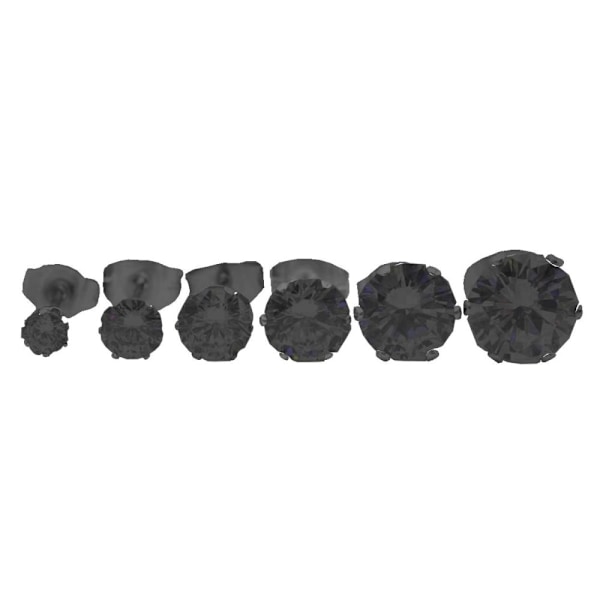 2-pack Black Piercing Earring Black Crystal 4mm