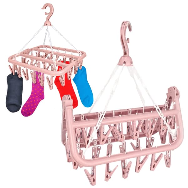 Foldable Plastic Laundry Drying Rack - Pink