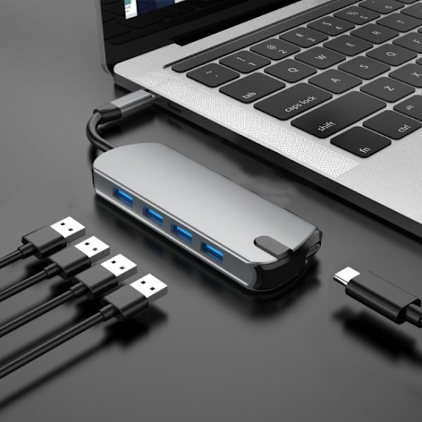 USB-C / Thunderbolt 3 til USB 3.0-hub 5-porter - Macbook
