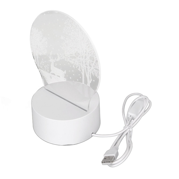3D LED nattlampa bas med akryl USB-driven LED dekorativa lampor bas för sovrum vardagsrum dekoration Hjort i snön